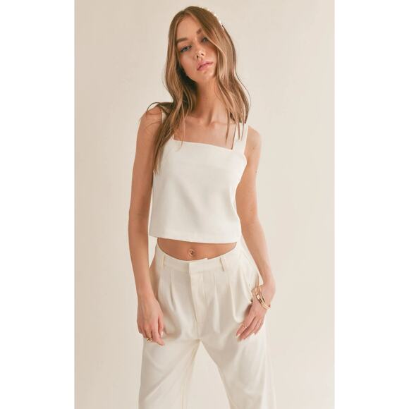 Sage The Label Cream Wide Strap Crop Top Size M NWT - Picture 1 of 6